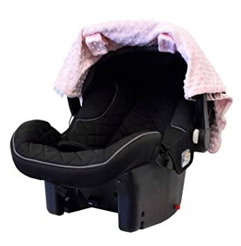 Car Seat Canopy – Infant Car Seat Cover Fits All Car Seats, Includes Toy Loops and Can Unfold Into a Soft Minky Tummy Time Mat, Floral Stripe